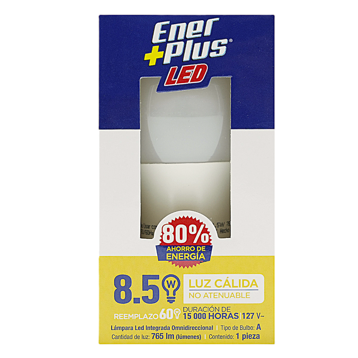 LÁMPARA ENERPLUS LED 8.5 W LUZ CÁLIDA CONT. 1 PZA