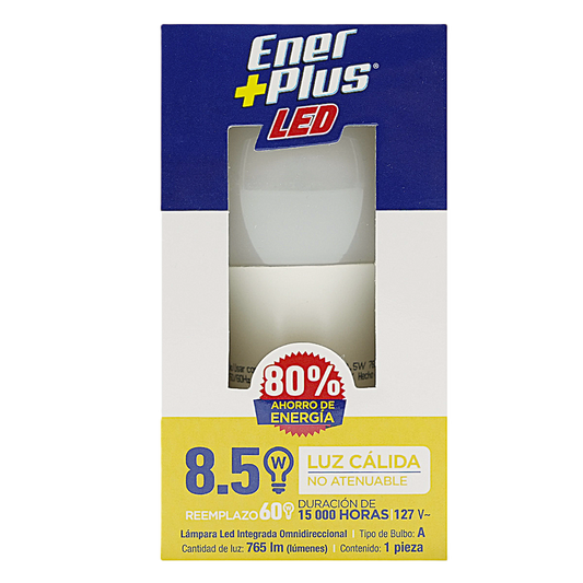 LÁMPARA ENERPLUS LED 8.5 W LUZ CÁLIDA CONT. 1 PZA