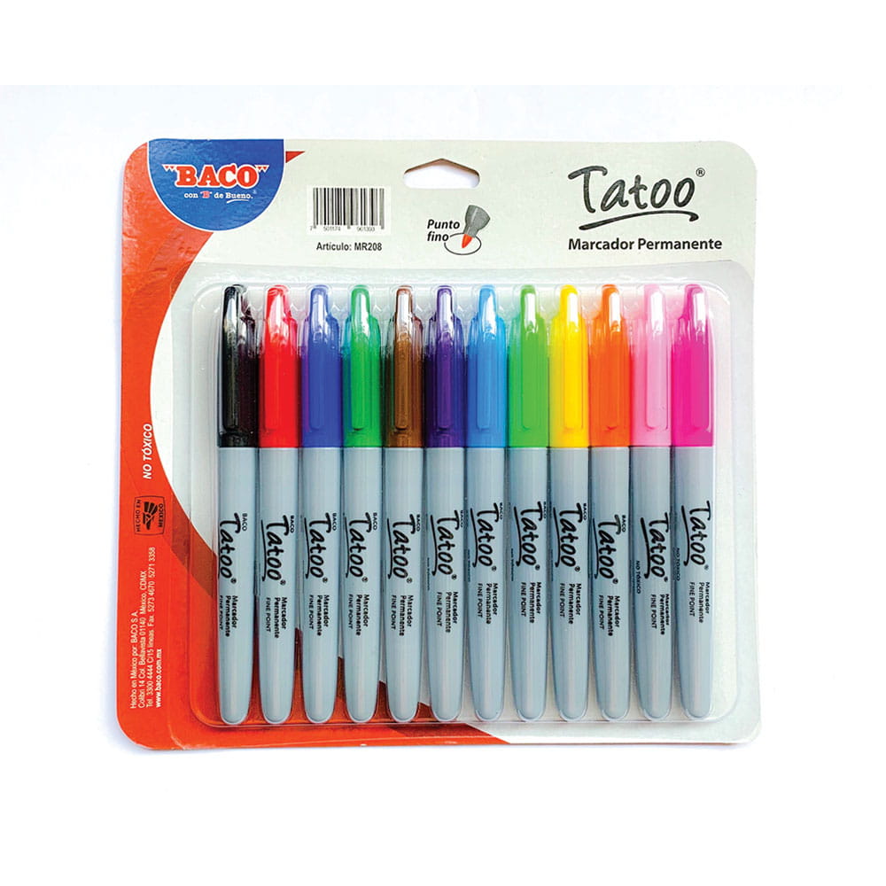 PLUMONES TATOO CONT. 12 PZA