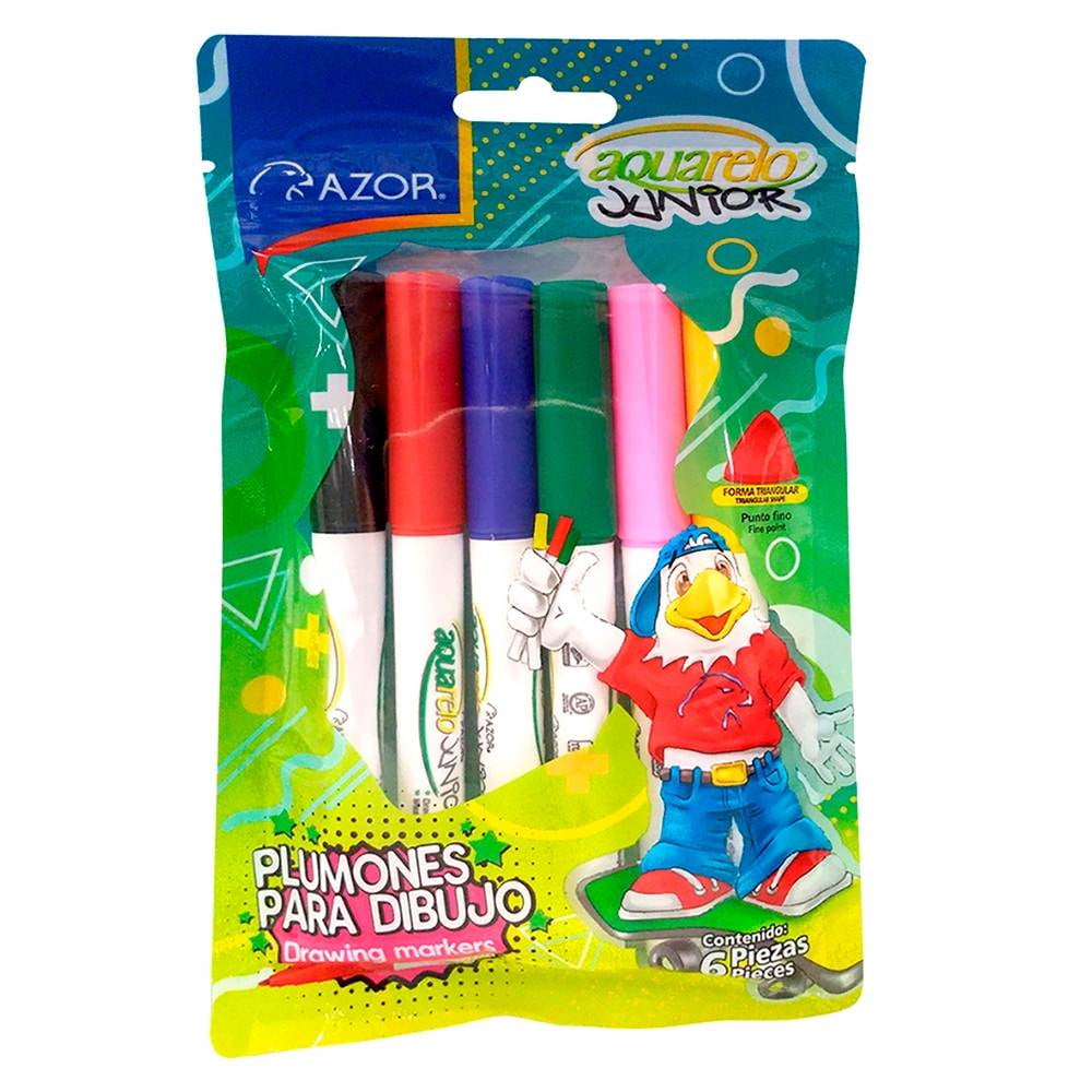 PLUMONES AQUARELO JUNIOR 6PZAS