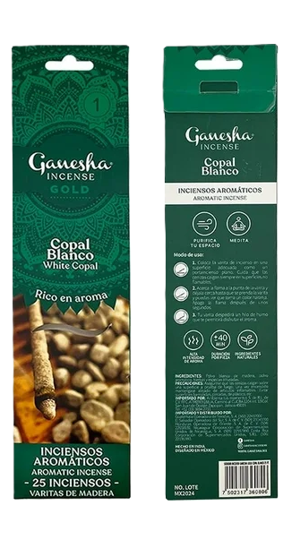 INCIENSO GANESHA GOLD COPAL BLANCO CONT. 25 PZA