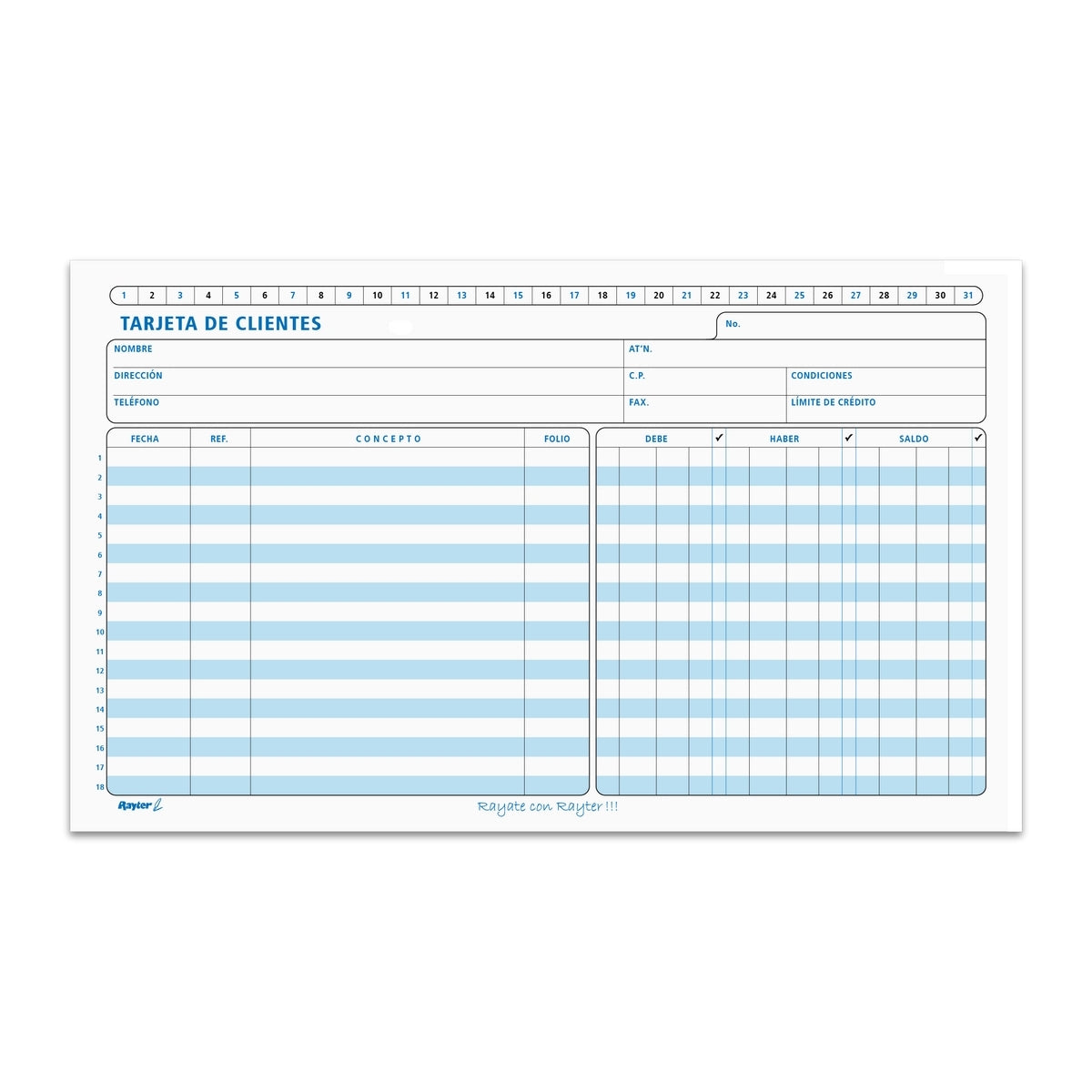 TARJETA DE CLIENTE INDIVIDUAL POR PIEZA CONT. 1 PZA