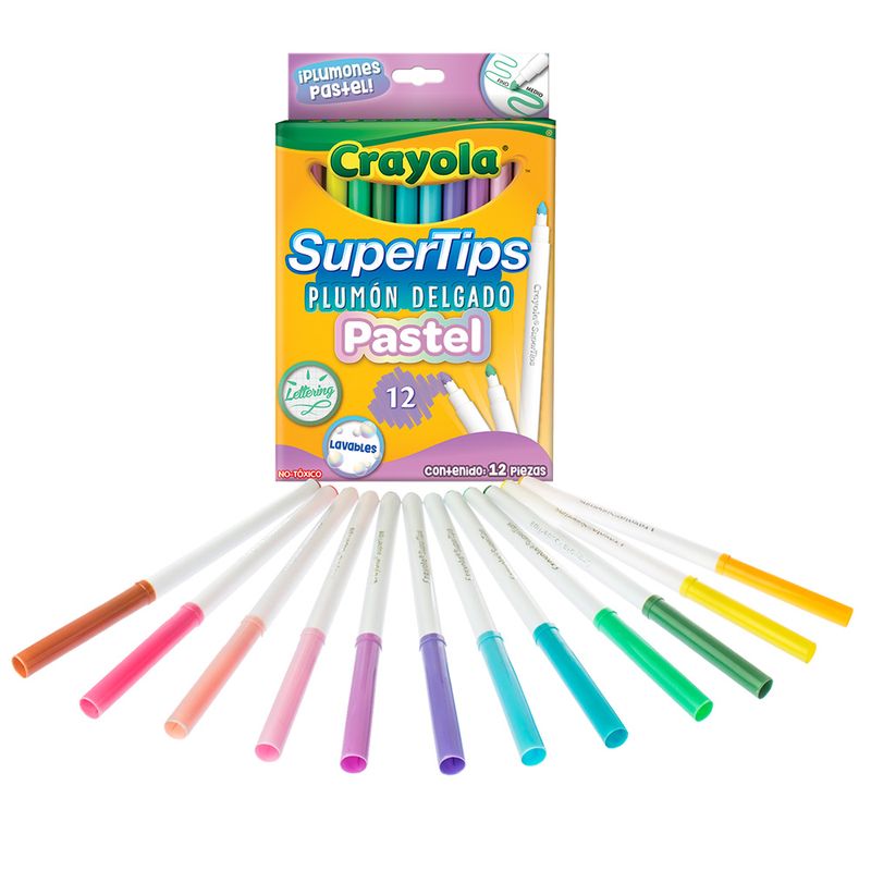 Plumones Crayola Super Tips Pastel 12pz