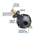 REGULADOR PARA GAS LP BAJA PRESIÓN CON TERMINACIÓN