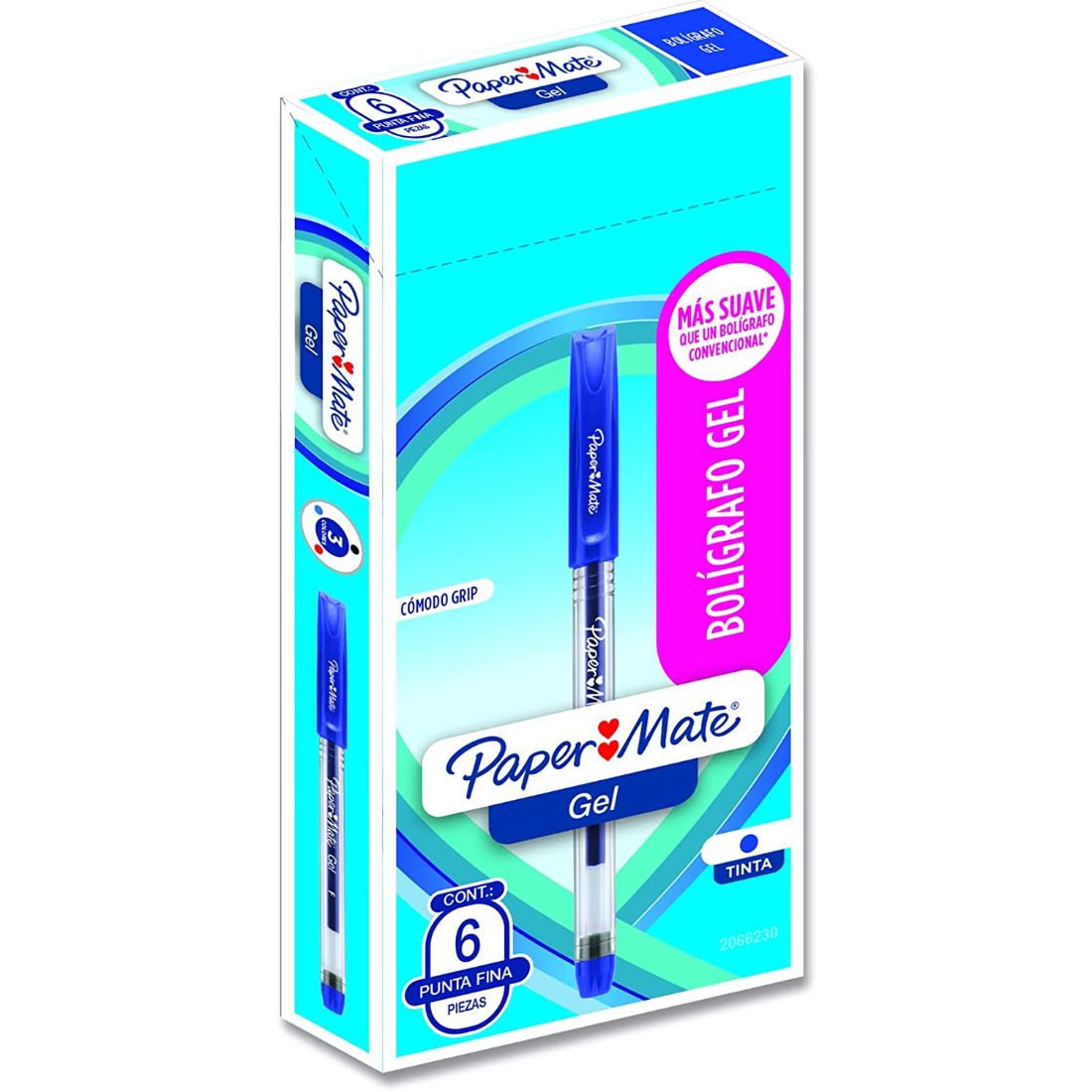 BOLIGRAFO GEL F AZUL FINO (6) PAPER MATE