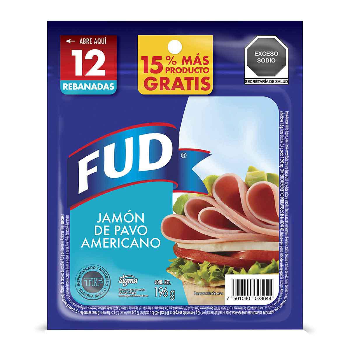 Jamón de pavo FUD virginia 290 g - Súper Pool Markets Tulum
