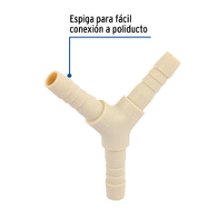 Yee inserción 3/8" de polipropileno, FOSET