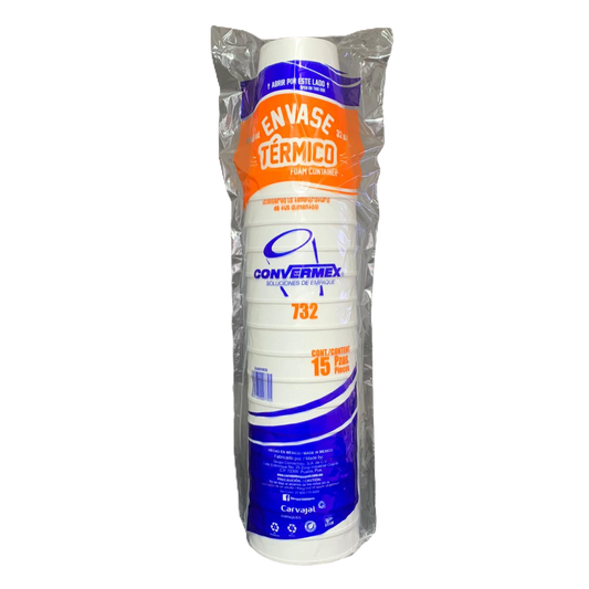 VASOS DESECHABLES TÉRMICOS CONVERMEX 732 32OZ (946ML)CONT. 1 PAQ 15 PZA