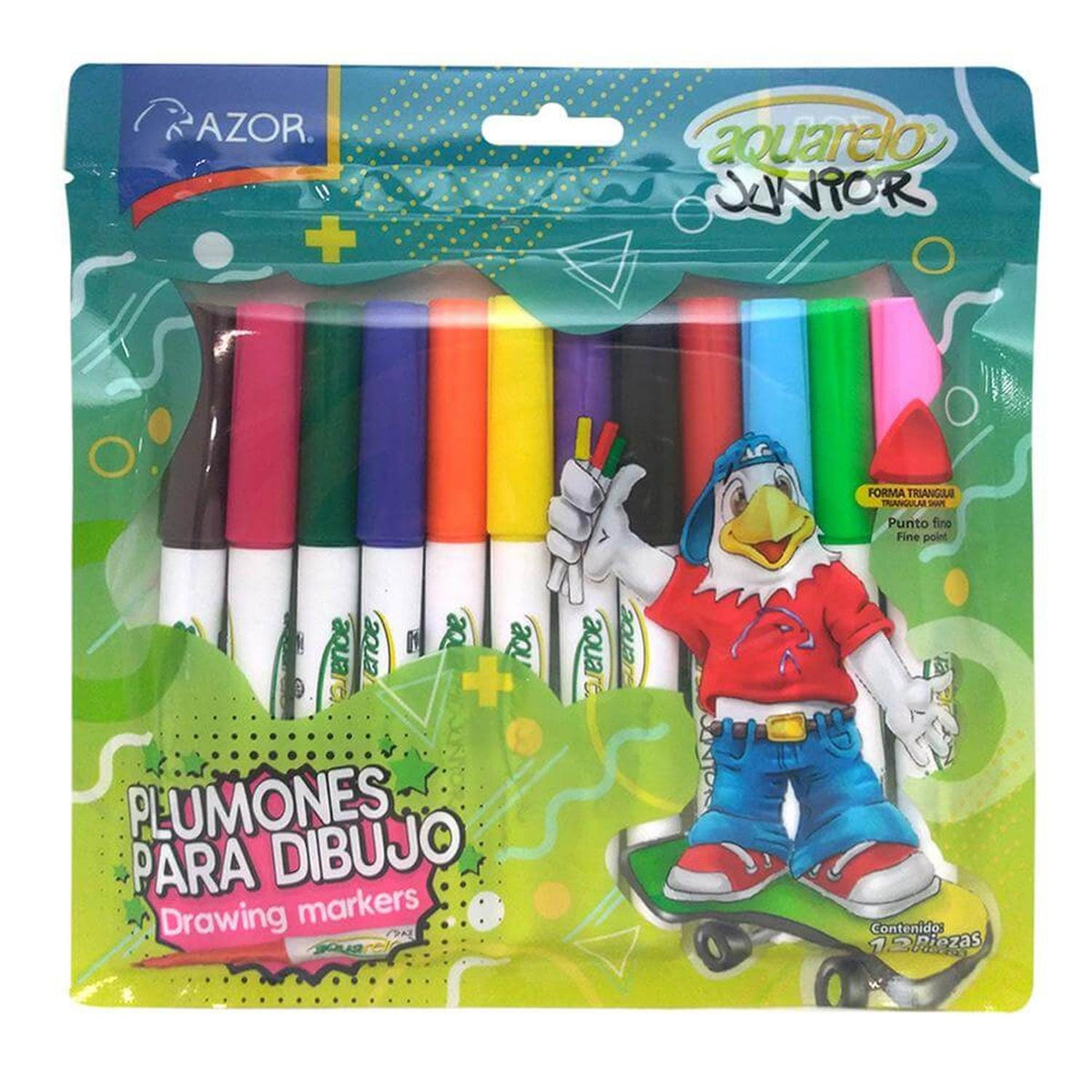 Plumones para Dibujo Azor Aquarelo Junior Multicolor