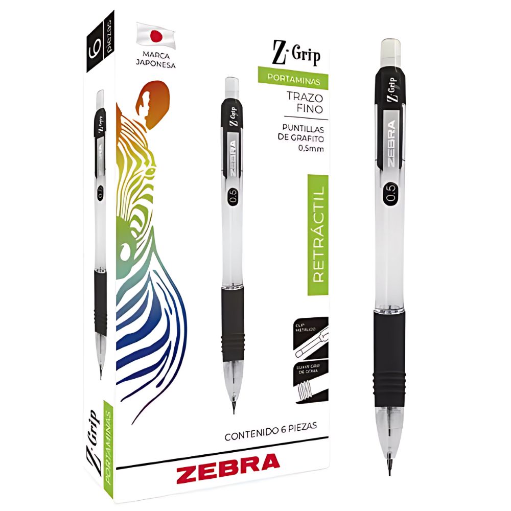 PORTAMINAS RETRACTIL PUNTILLAS DE GRAFICOS ZEBRA 1 PZA
