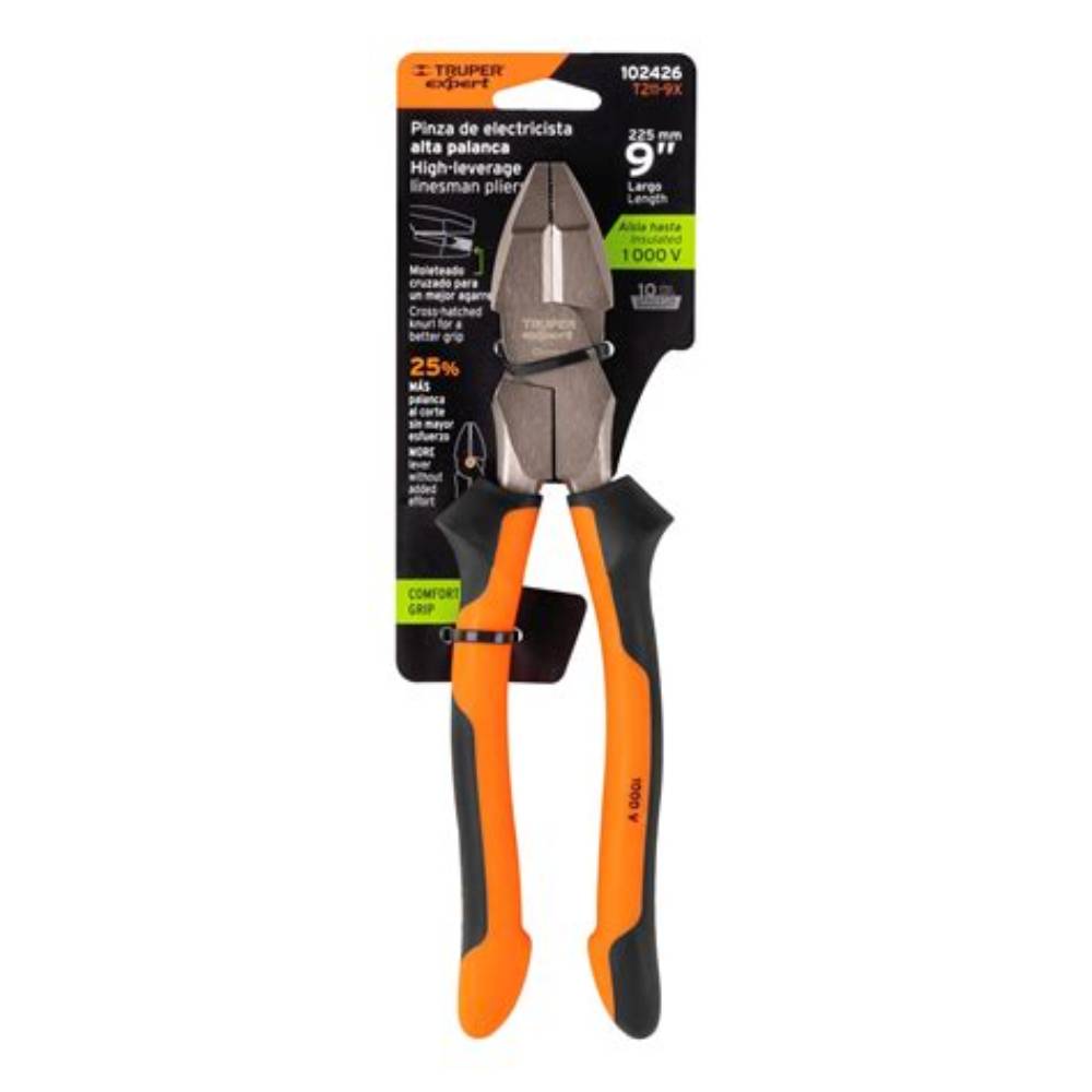 PINZA PARA ELECTRICISTA 9" ALTA PALANCA MANGO COMFORT GRIP
